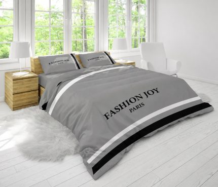 روتختی دو نفره Fashion Joy طرح مدرن طوسی با طراحی گرافیکی و پارچه تنسل