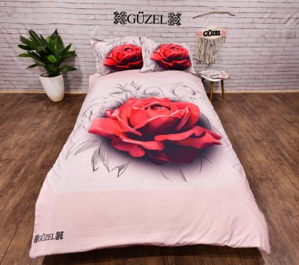 روتختی گل رز دخترانه صورتی با گل قرمز