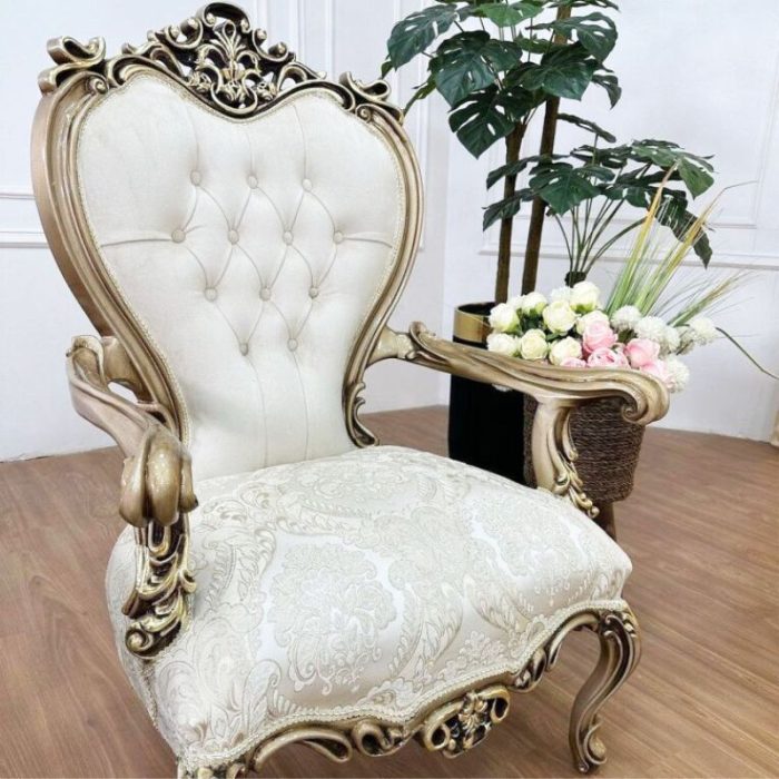 مبل سلطنتی افسون تک نفره پارچه کرم