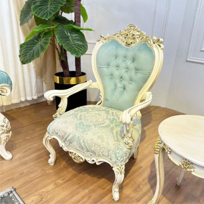 مبل سلطنتی افسون تک نفره سبزآبی