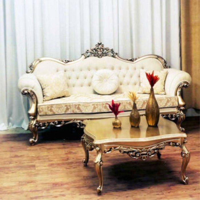 مبل سلطنتی چراغان پارچه کرم