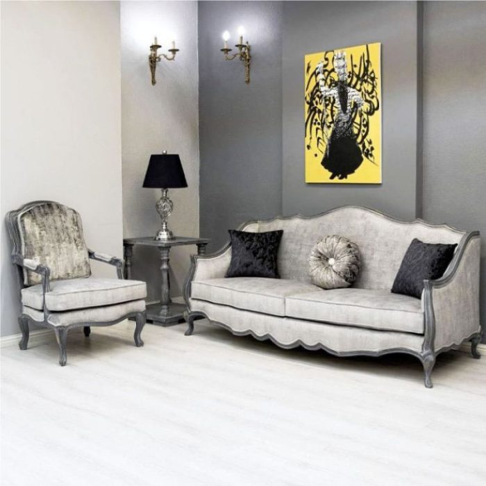 مبل سلطنتی کوئین ابزاری طوسی