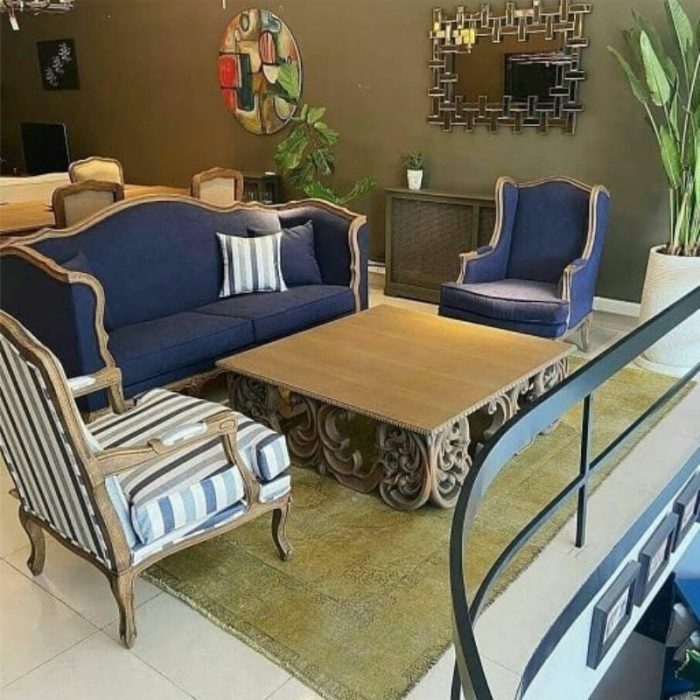 مبل سلطنتی کوئین ابزاری سرمه ای