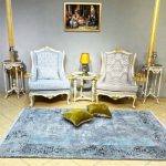 مبل سلطنتی راشل تک نفره آبی و طوسی
