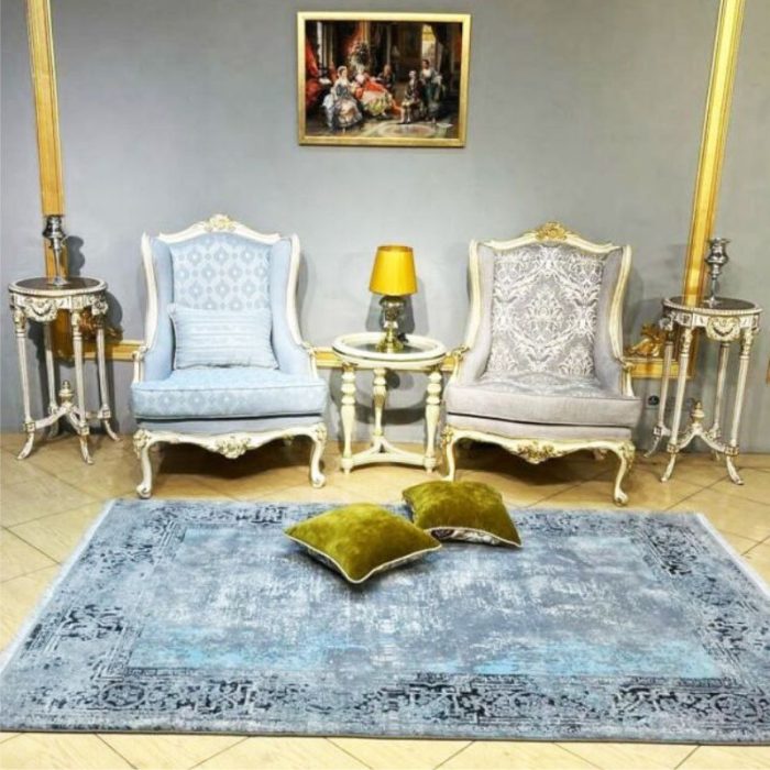مبل سلطنتی راشل تک نفره آبی و طوسی