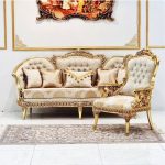 مبل سلطنتی تاتلیس طلایی پارچه کرم