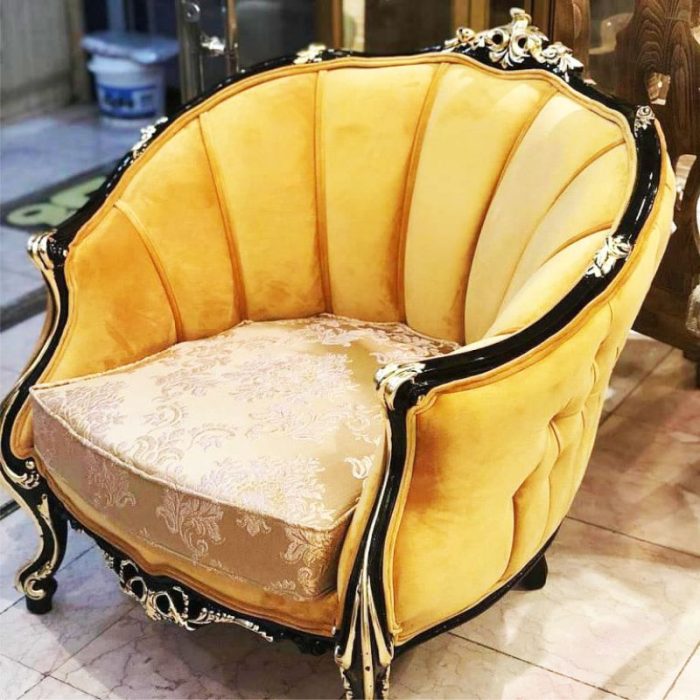 مبل سلطنتی زمرد خردلی تک نفره