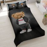 روتختی طرح تدی مدرن، سرویس خواب پسرانه طرح خرس تدی اسپرت، روتختی کتان میکرو مدل Modern Teddy، روتختی مشکی و زغالی طرح تدی.