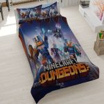 روتختی طرح ماینکرفت، سرویس خواب گیمینگ Minecraft Dungeons، روتختی پسرانه ماینکرفت، روتختی فانتزی طرح بازی‌های ویدیویی.